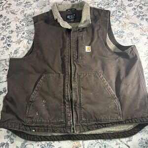 Carhartt Work Vest Size 2xl Loose Fit.  Model OV4277-m In Brown.